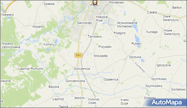 mapa Moczadła gmina Brodnica, Moczadła gmina Brodnica na mapie Targeo