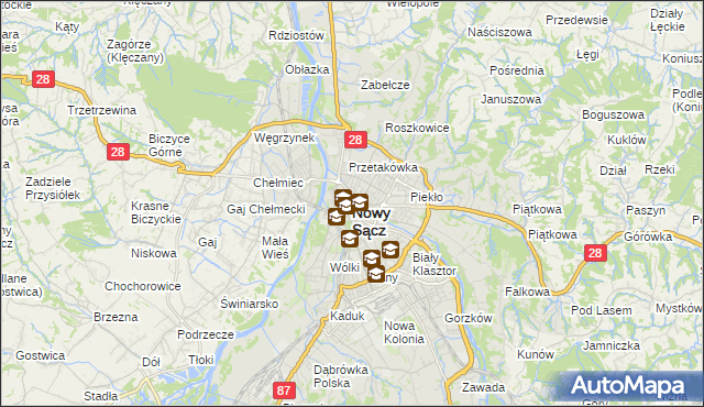 mapa Nowego Sącza, Nowy Sącz na mapie Targeo