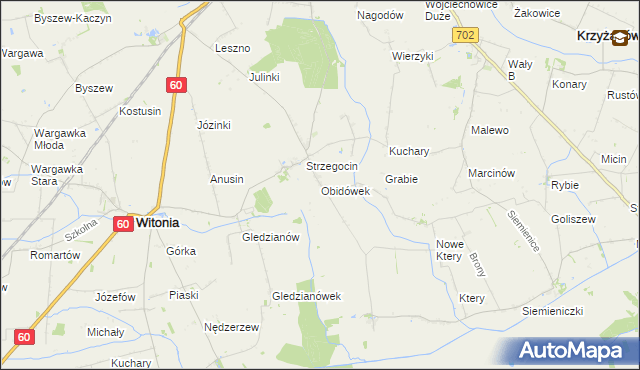 mapa Obidówek, Obidówek na mapie Targeo
