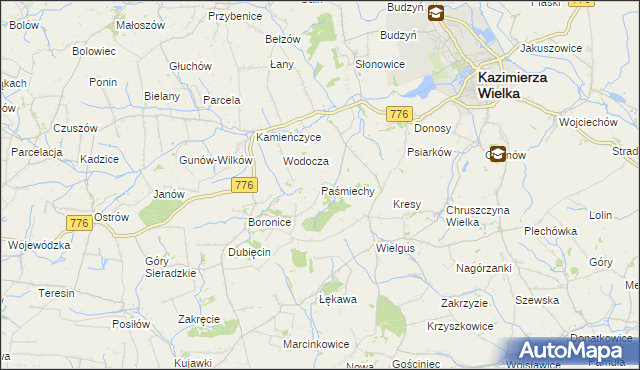 mapa Paśmiechy, Paśmiechy na mapie Targeo