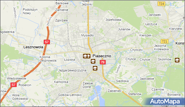 mapa Piaseczno, Piaseczno na mapie Targeo