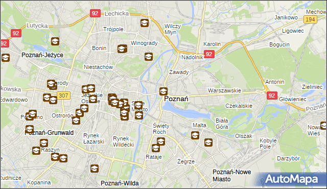 mapa Poznania, Poznań na mapie Targeo