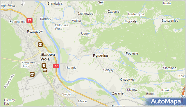 mapa Pysznica, Pysznica na mapie Targeo