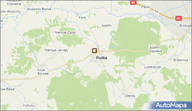 mapa Rudka powiat bielski, Rudka powiat bielski na mapie Targeo