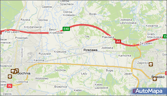 mapa Rzezawa, Rzezawa na mapie Targeo