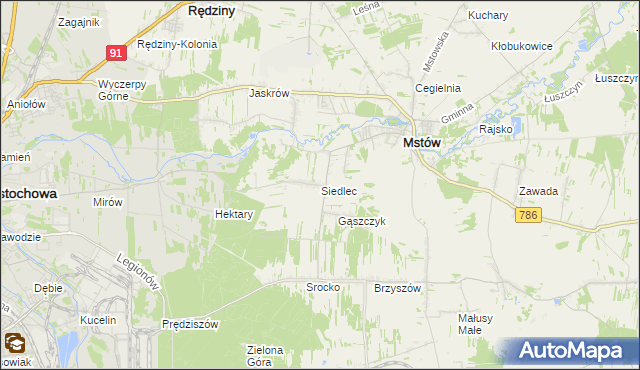 mapa Siedlec gmina Mstów, Siedlec gmina Mstów na mapie Targeo