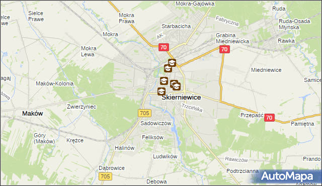 mapa Skierniewic, Skierniewice na mapie Targeo