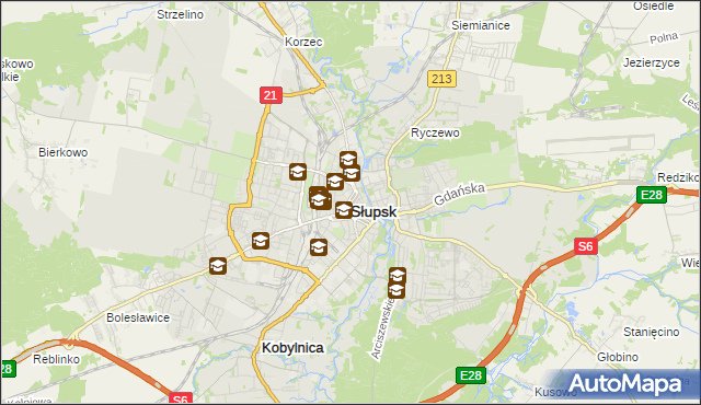 mapa Słupska, Słupsk na mapie Targeo