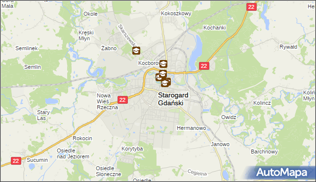 mapa Starogard Gdański, Starogard Gdański na mapie Targeo
