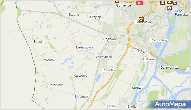 mapa Warzymice, Warzymice na mapie Targeo