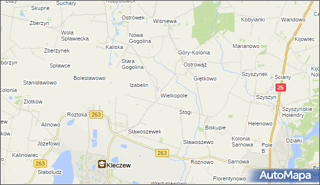 mapa Wielkopole gmina Kleczew, Wielkopole gmina Kleczew na mapie Targeo