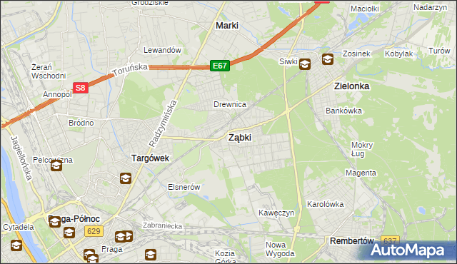 mapa Ząbki powiat wołomiński, Ząbki powiat wołomiński na mapie Targeo