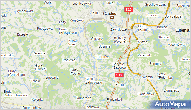 mapa Zaborów gmina Czudec, Zaborów gmina Czudec na mapie Targeo