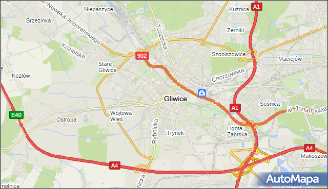 mapa Gliwic, Gliwice na mapie Targeo