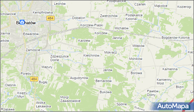 mapa Wiktorów gmina Bełchatów, Wiktorów gmina Bełchatów na mapie Targeo