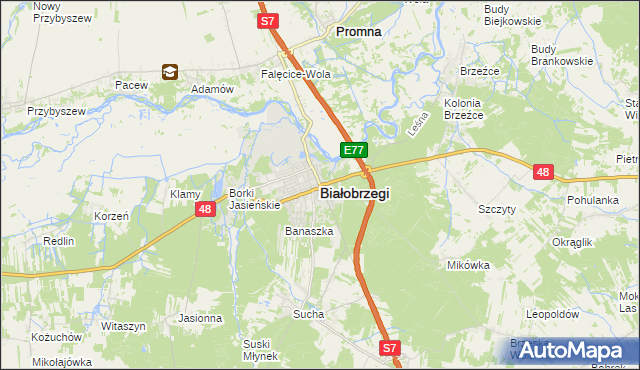 mapa Białobrzegi, Białobrzegi na mapie Targeo