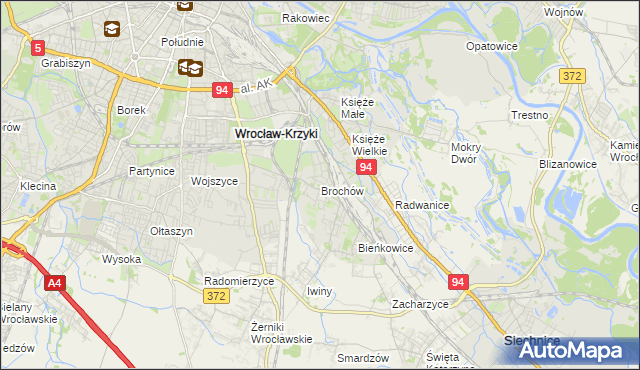 mapa Brochów gmina Wrocław, Brochów gmina Wrocław na mapie Targeo
