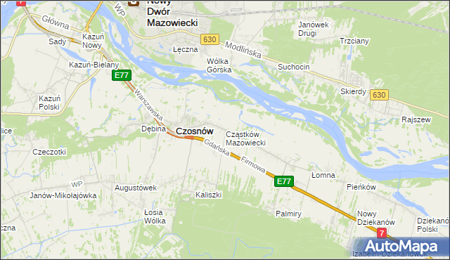 mapa Cząstków Mazowiecki, Cząstków Mazowiecki na mapie Targeo