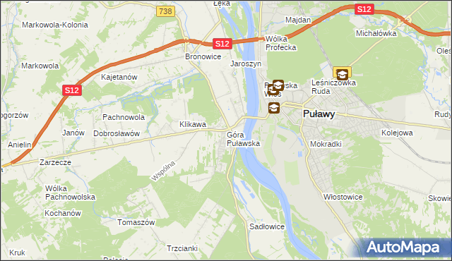 mapa Góra Puławska, Góra Puławska na mapie Targeo