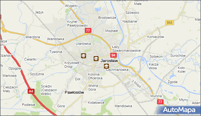 mapa Jarosławia, Jarosław na mapie Targeo