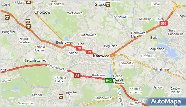 mapa Katowic, Katowice na mapie Targeo