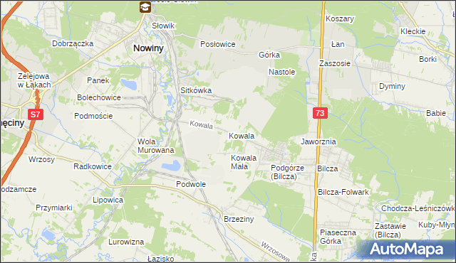 mapa Kowala gmina Sitkówka-Nowiny, Kowala gmina Sitkówka-Nowiny na mapie Targeo