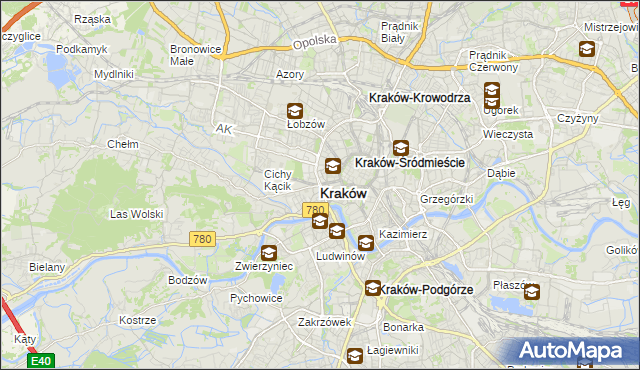 mapa Krakowa, Kraków na mapie Targeo