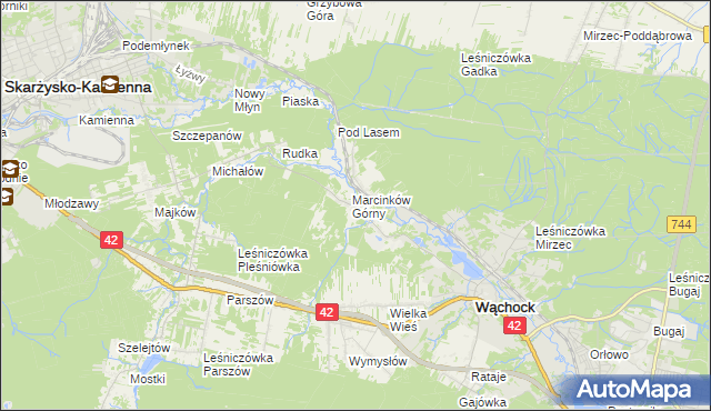 mapa Marcinków gmina Wąchock, Marcinków gmina Wąchock na mapie Targeo