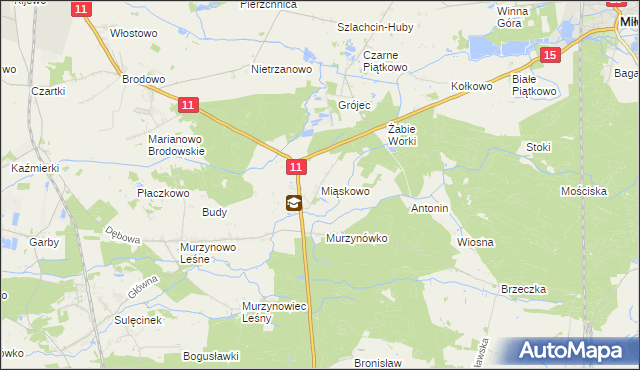 mapa Miąskowo gmina Krzykosy, Miąskowo gmina Krzykosy na mapie Targeo