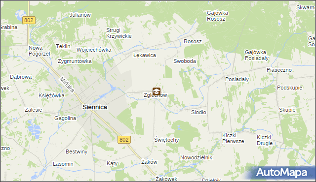 mapa Nowy Zglechów, Nowy Zglechów na mapie Targeo