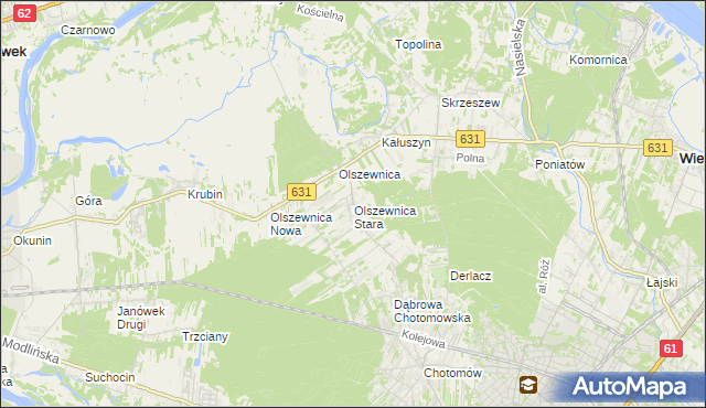 mapa Olszewnica Stara, Olszewnica Stara na mapie Targeo