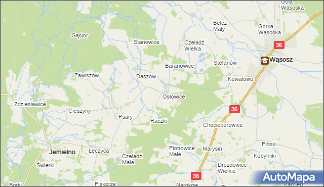 mapa Osłowice, Osłowice na mapie Targeo