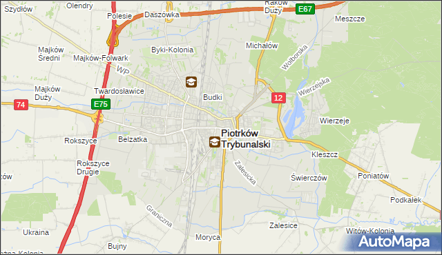 mapa Piotrków Trybunalski, Piotrków Trybunalski na mapie Targeo