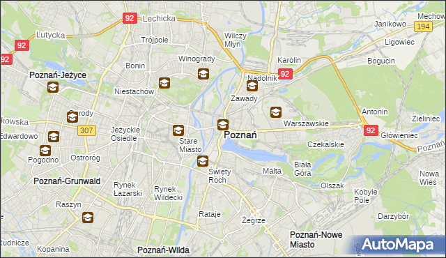 mapa Poznania, Poznań na mapie Targeo