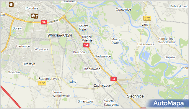 mapa Radwanice gmina Siechnice, Radwanice gmina Siechnice na mapie Targeo