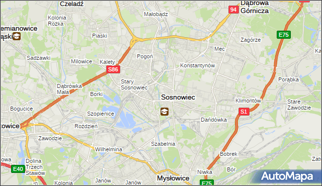 mapa Sosnowca, Sosnowiec na mapie Targeo