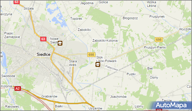 mapa Stok Lacki-Folwark, Stok Lacki-Folwark na mapie Targeo