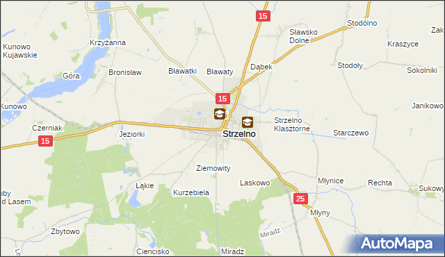 mapa Strzelno powiat mogileński, Strzelno powiat mogileński na mapie Targeo