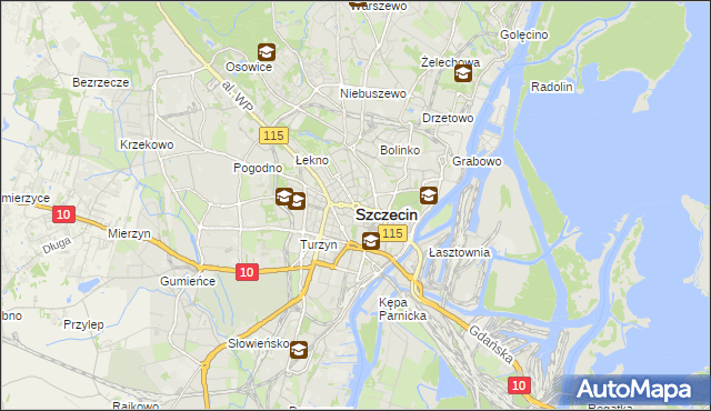 mapa Szczecina, Szczecin na mapie Targeo