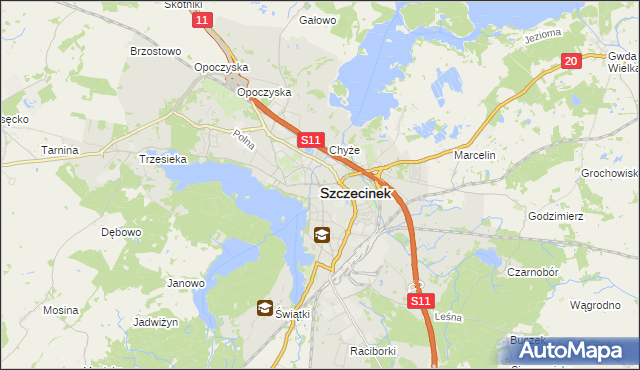 mapa Szczecinek, Szczecinek na mapie Targeo