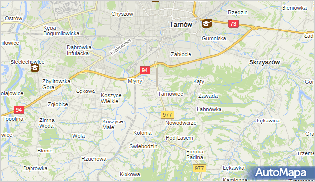mapa Tarnowiec gmina Tarnów, Tarnowiec gmina Tarnów na mapie Targeo