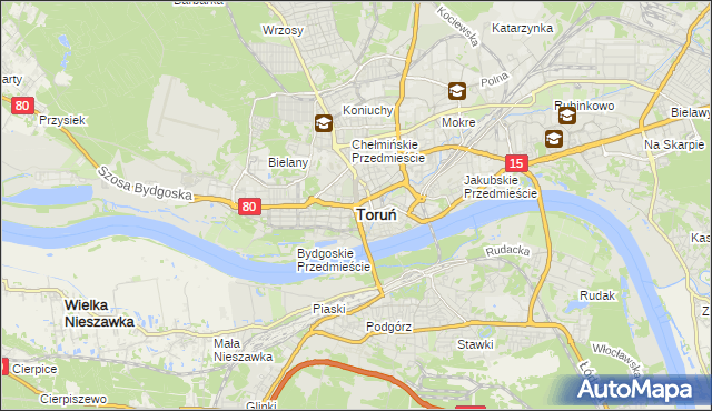 mapa Torunia, Toruń na mapie Targeo