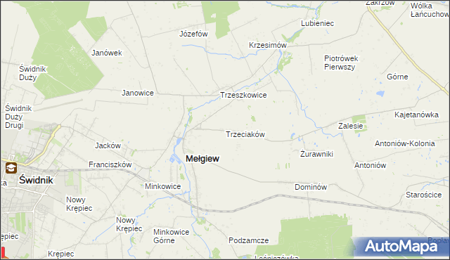 mapa Trzeciaków, Trzeciaków na mapie Targeo