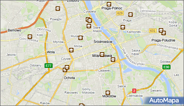 mapa Warszawy, Warszawa na mapie Targeo