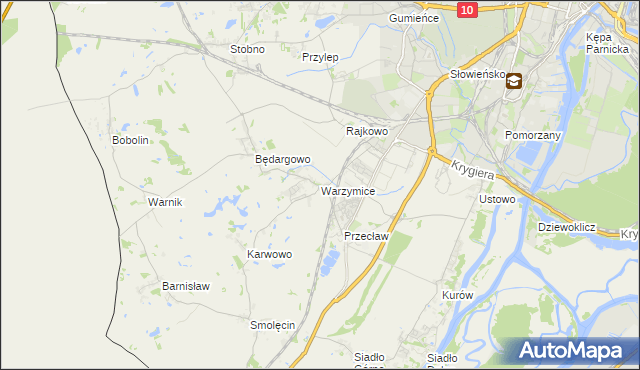 mapa Warzymice, Warzymice na mapie Targeo