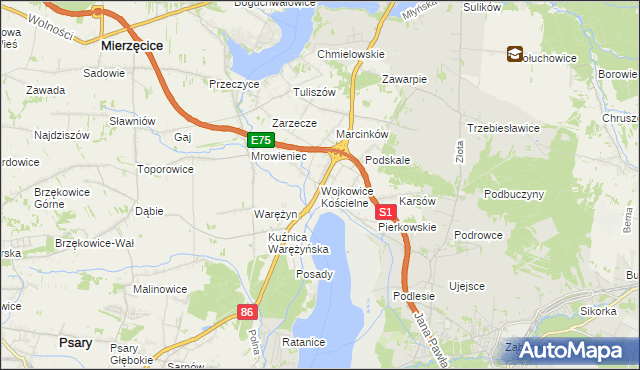 mapa Wojkowice Kościelne, Wojkowice Kościelne na mapie Targeo