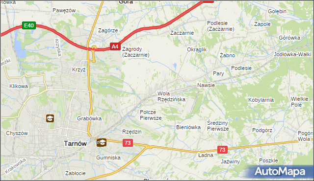 mapa Wola Rzędzińska, Wola Rzędzińska na mapie Targeo