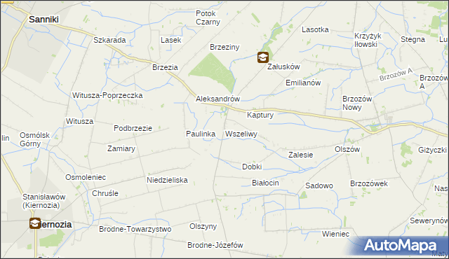 mapa Wszeliwy, Wszeliwy na mapie Targeo