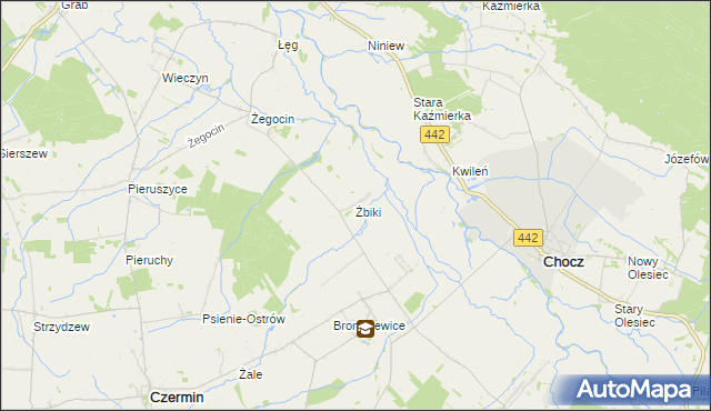 mapa Żbiki gmina Czermin, Żbiki gmina Czermin na mapie Targeo