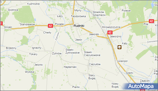 mapa Żurawie gmina Rudniki, Żurawie gmina Rudniki na mapie Targeo